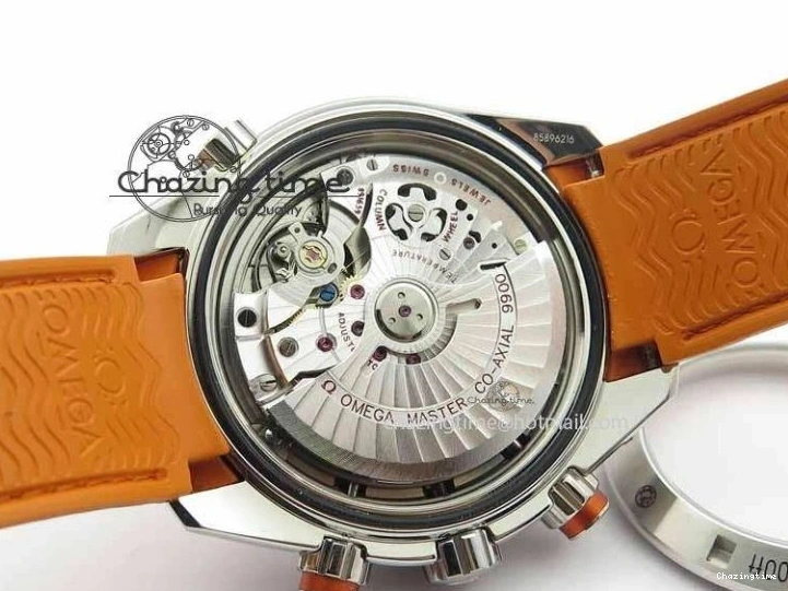 0408 Planet Ocean Master Chrono 45mm SS OM 1:1 Best Edition Black Dial On Orange Rubber Strap A Attractive 8170